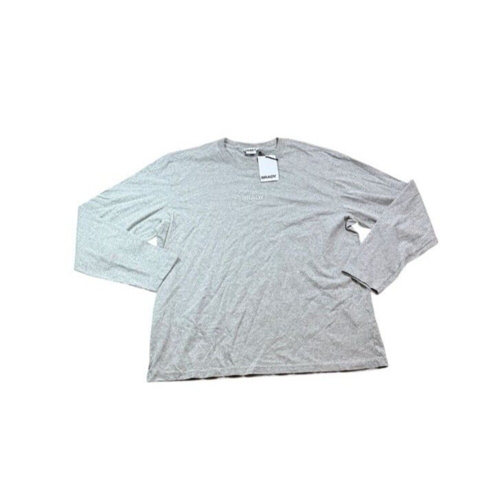 Brady Brand Mens Size XXL Long Sleeve Embroidered T-shirt Gray - Workout - Logo